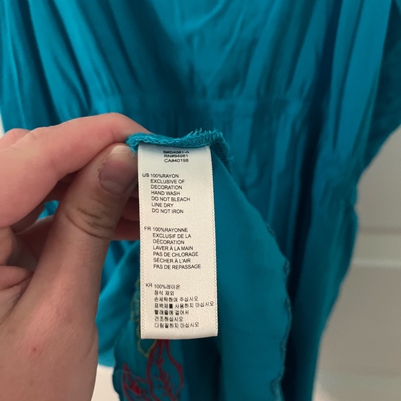 Forever 21 blue embroidered dress size large - Picture 4 of 4